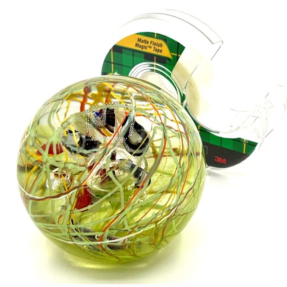 Murano Style Studio Glass Handblown Paperweight Multicolored Swirl‎ Ribbons Fish - Picture 15 of 16